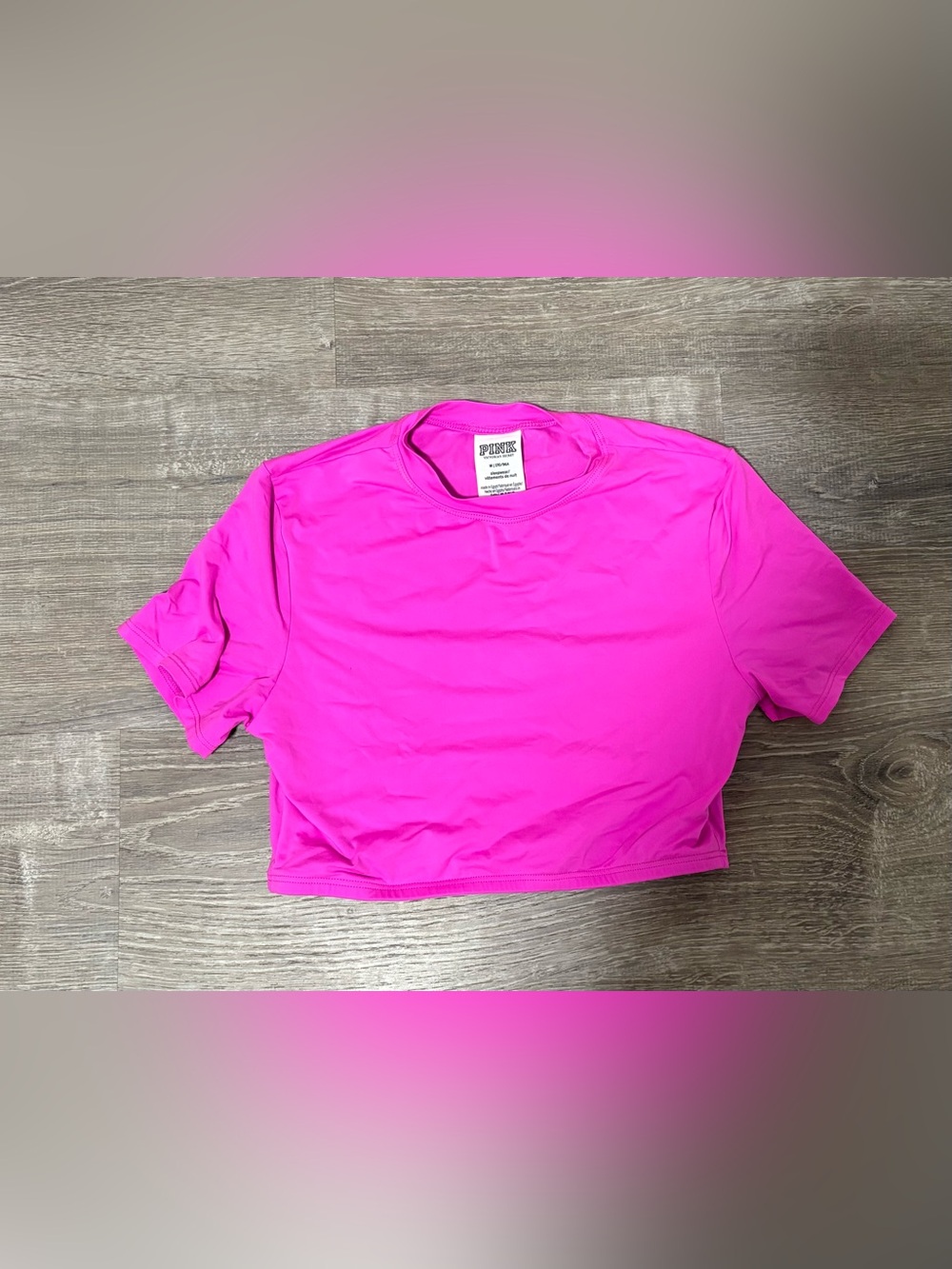 PINK Victoria's Secret Bright Pink Crewneck Crop Top Medium